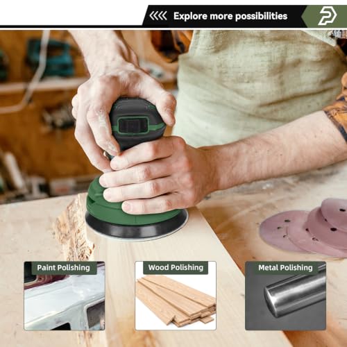 Prostormer 5-Inch Random Orbital Sander with 21PCS Sandpapers - color: Green
