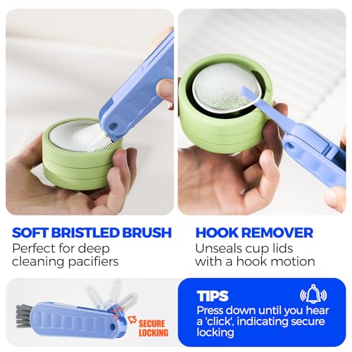 Holikme 6 Pack 4 in 1 Cup Lid Cleaning Brush 3 Straws Bottle Brush,Blue - color: Blue