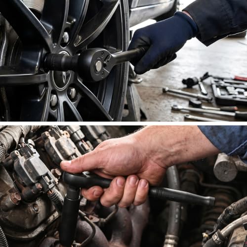 24 Piece 3/8" Socket Ratchet Wrench Set, Deep SAE (7/16 to 1 inch) and Metric (13-19mm, 21, 22, 24mm) 6 Point, with Ratchet Handle, Extension Bar, Adapter, Impact Universal Joint, Storage Box - color: 3/8-24pcs
