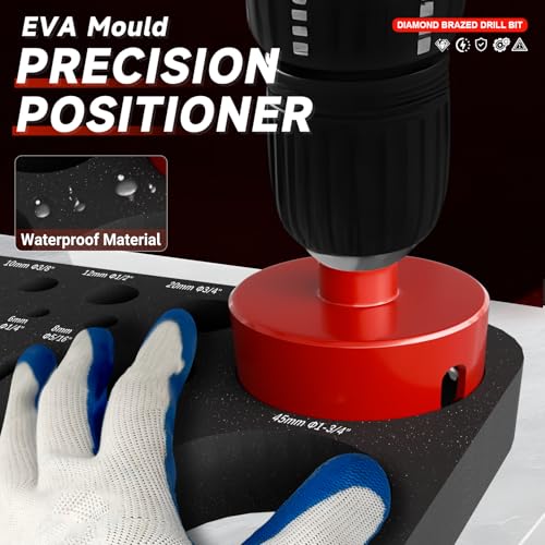 Diamond Hole Saw Drill Bit Set (15 PCS) (1/4"-2") Serrated Diamond Core Bits for Ceramic, Glass, Tile, Marble, Granite | EVA Positioner & Hard Storage Bag | Dry/Wet Dual-Use | High-Precision Drilling - size: (1/4"-2")-15PCS