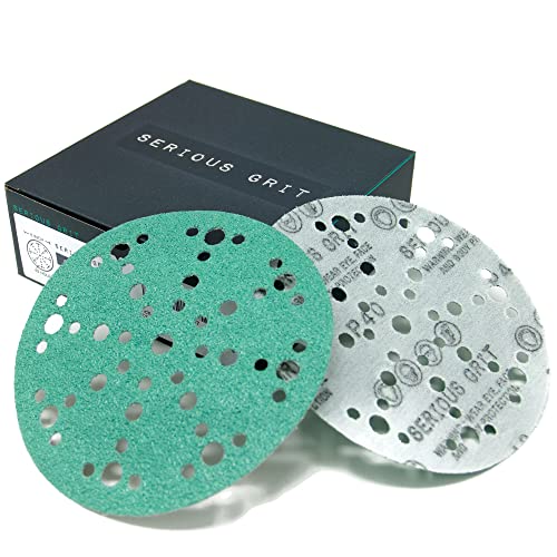 Serious Grit - 6-Inch 49-Hole P40 Grit Sanding Discs - 25 Pack Box - size: 40 Grit