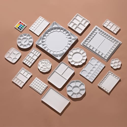 MEEDEN 3 Pack Ceramic Palettes with Cover: 12-Well Mixing Tray - size: 12-well (3 pcs)