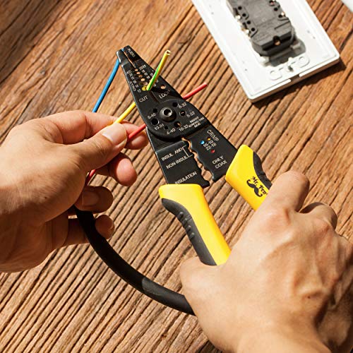 Mr. Pen- Wire Stripper, 8 inch, Wire Cutter, Wire Stripper Crimper - color: Yellow