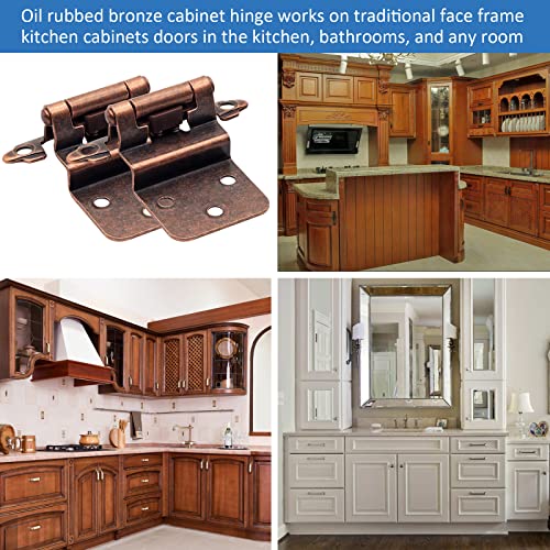 30 Pack (15 Pairs) 3/8 Inset Antique Copper Hinges Self Closing Cabinet - color: Oil Rubbed Bronze, size: 30 Pack (15 Pairs)