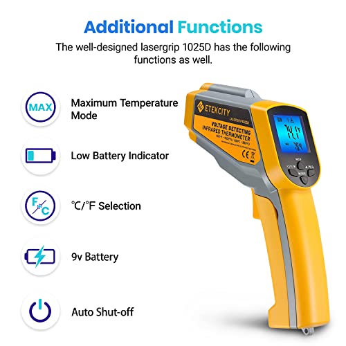 Etekcity Dual Laser Infrared Thermometer Temperature Gun, -58°F ~1022°F - color: Yellow 2 Laser, style: Advanced