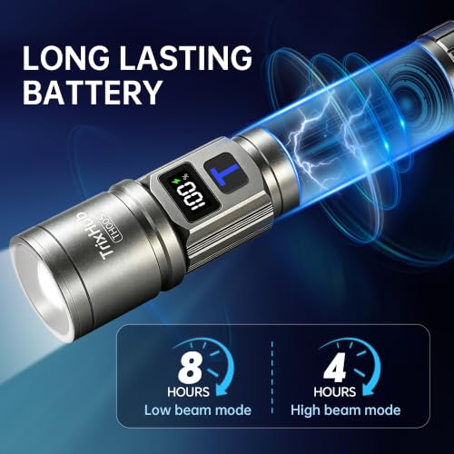 TrixHub Rechargeable Flashlights 2 Pack Super Bright Flash Light (Titanium) - color: Titanium, size: 2 Pack