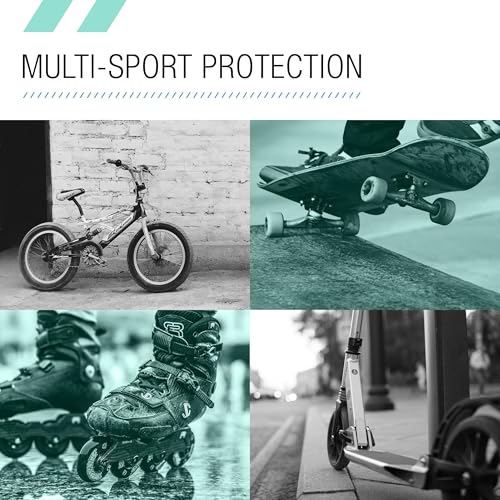 80SIX Multi-Sport Pad Set– Protective Gear for Skateboarding, Biking, Roller Skating, and Scooter - color: Surf Green Teal, size: 14+ Medium/Large
