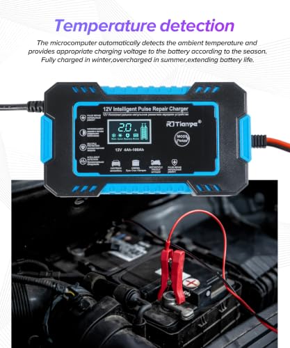 Car Battery Charger,Car Accessories Universal Portable 12V 6A Automatic Smart Battery Trickle Charger with LCD Display,Automotive Tool,Suitable for Most Cars,SUVs,MSedans,Trucks,Minivans (Blue) - color: Blue