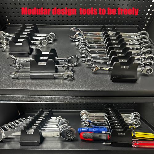 60 pcs Magnetic Modular Wrench Organizer Wrench Holder - Wrenchs Tool Organizers for Tool Drawer Storage, Wrenchs Rack with Metric SAE Labels, Tool Storage Set Holder Festival for Mechanics - style: 60 PCS
