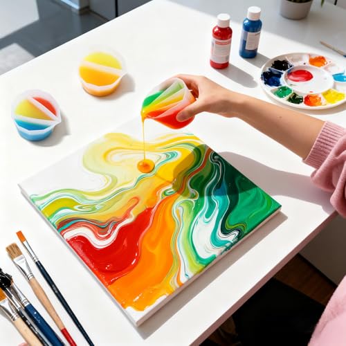 Gartful 4PCS Silicone Split Cups for Paint Pouring, 7oz/200ml Multi-Channel Resin Mixing Cups for Epoxy Resin, Acrylic Pouring, Fluid Art Crafts - size: 2/3/4/5 Channels