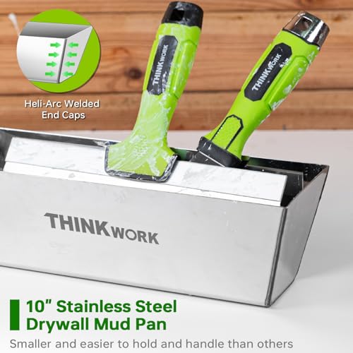 THINKWORK 8Pcs Drywall Tools, Drywall Knife Set with 10" Mud Pan