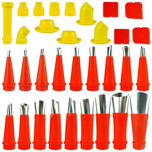 Caulking Kit Chalking Nozzles Tips Caulk Finisher Kit with Connection Bases Replacement 32 Pieces