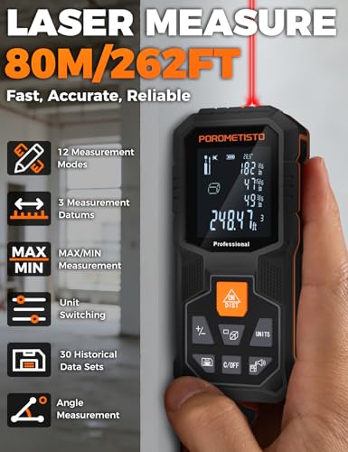 Laser Measure (164ft/50m) POROMETISTO with Angle Sensor&Tripod Mount