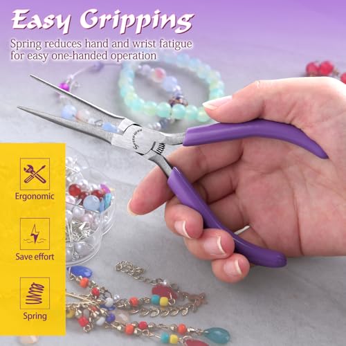 SPEEDWOX Mini Needle Nose Pliers With Smooth Jaw 5" Precision Wire Looping Pliers For Jewelry Making And Small Object Gripping - style: Needle Nose Pliers
