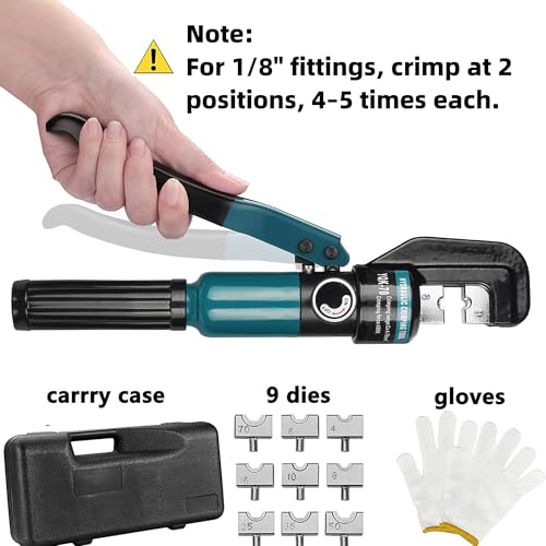 Hydraulic Crimping Tool for 1/8"-3/16" Cable Railing Kits, 10-Ton Crimper - color: Silver