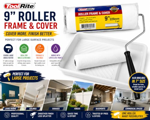 9-Inch Paint Roller Frame and Microfiber Cover Set - size: 9 Inch