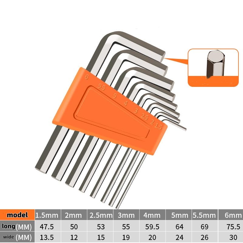 Hex Key Set, 8-Piece Metric Allen Wrench 1.5-6mm