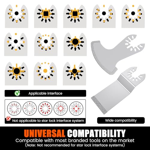 12PCS Diamond Oscillating Multi Tool Grout Removal Blades with 2 Adapters Multifunctional Grout Remover Blades Kit for Oscillating Tool - style: 12PCS