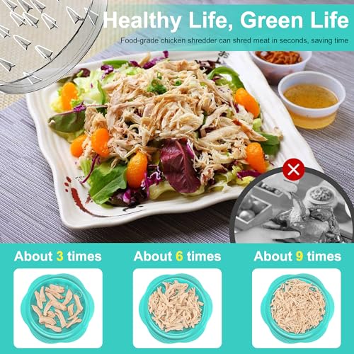 Chicken Shredder Tool Twist Large Meat Shredder with Brush&Fork, Mint Green - color: Mint Green