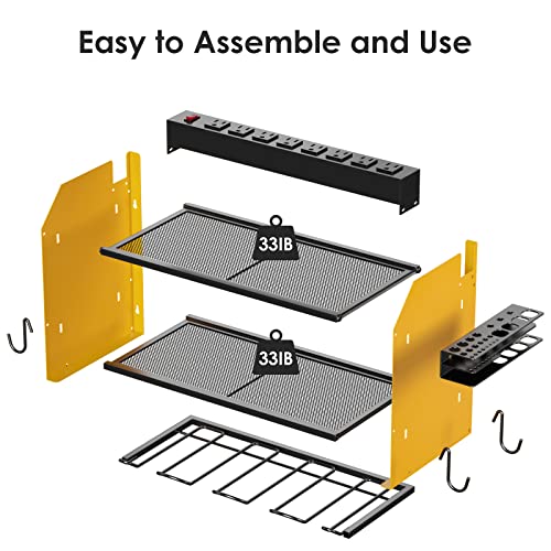 CCCEI Wall Mount Modular Tool Charging Organizer, Yellow, 1 Pack, 3 Tier. - color: Yellow