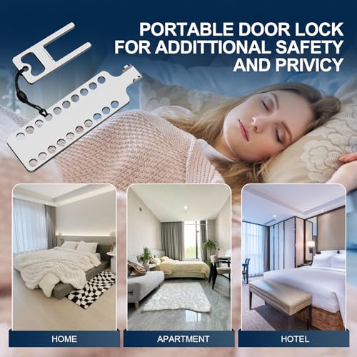 Portable Door Lock for Travel - Hotel Door Locks for Travelers Security, Stainless Steel Door Safety Locks from Inside, Apartment Door Security Devices Magnetic Door Jammers