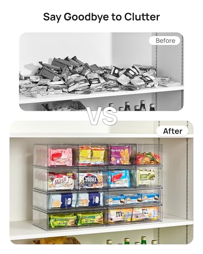 Vtopmart Clear Stackable Storage Drawers Set of 5, Plastic Organizer Bins - style: 2 Small+3 Wide