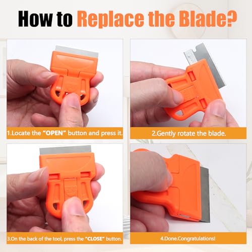 2 Sets Razor Blade Scrapers with Plastic Scraper Tool