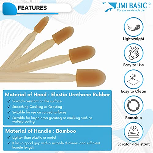 JMIBASIC Caulk Smoothing Tool Set - Corner & Narrow Area Spatula for Precise Sealing - Assorted Size Silicone Sealant Applicator - Premium Rubber Finisher for Grout Application_Wood (6 Size (Large) - size: 6 Size (Large)