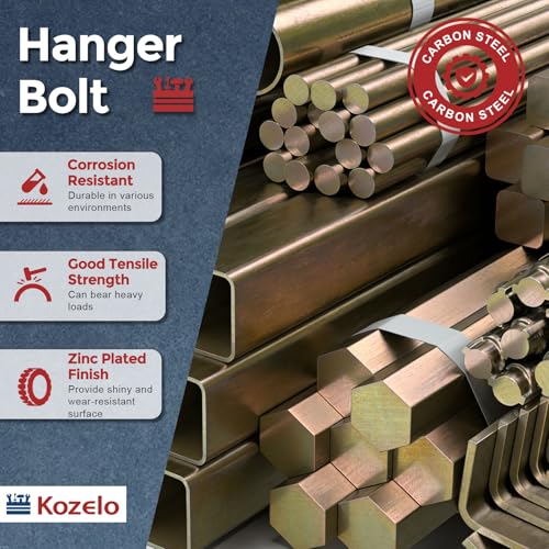 10pcs Hex Drive Hanger Bolts W/Driver M8-1.25x70 Zinc Plated - size: M8-1.25x70mm
