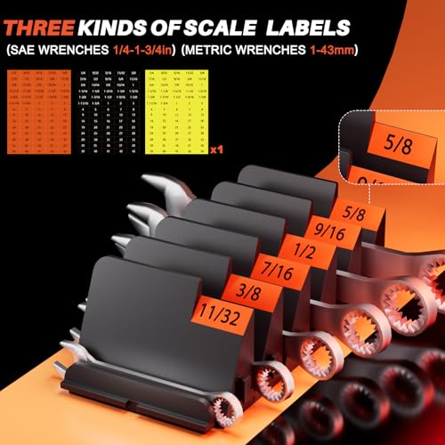 32 PCS Magnetic Wrench Organizer for Tool Drawer Storage, Black - size: With Magnetic