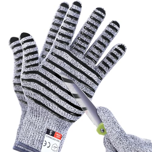 2PCS Cut Resistant Gloves, Cutting Gloves Level 5 Protection for Kitchen - size: Medium, style: Anti-slip