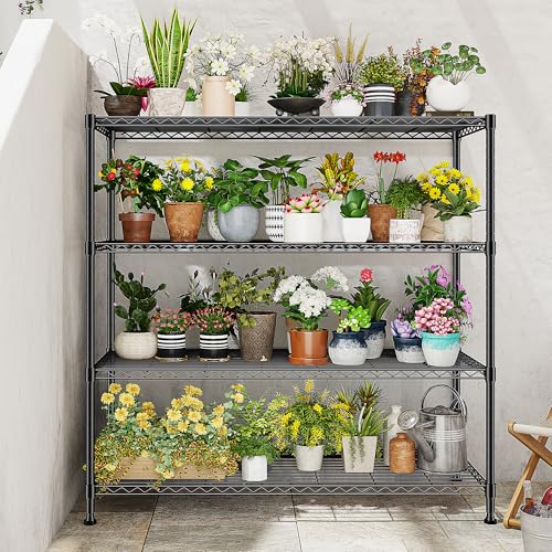DurayLoly Extra-Wide 4-Tier 800LBS Storage Rack, Adjustable Shelves, Black - size: 45" W x 59.4" H x 13.5" D