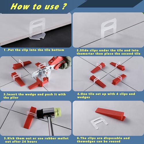 1/16 Inch Tile Spacers Leveling System withPlier, 500 Spacers & 150 Wedges