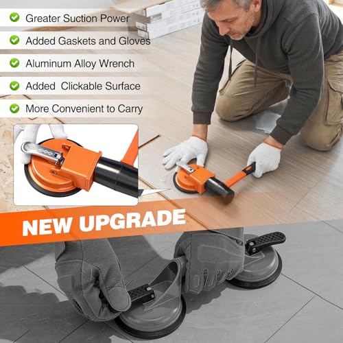 Saker Floor Gap Fixer Tool with Mallet,Laminate Floor Gap Repair Tool,Suction Cup Lifter,Floor Gap Repair Kit,for Floating Wood Floors and Moving Glasses with Sticky Pads and Gloves