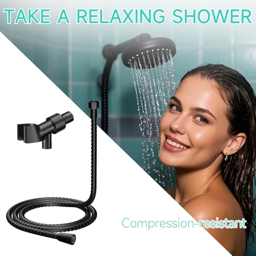 MAYYAYA Brass Ball Handheld Shower Head Holder, 59IN ShowerHead Hose, Black - color: Black