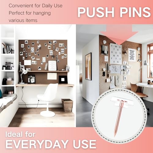 120PCS Glod Thumb Tacks for wall Push pins for wall thumbtacks for Hanging - color: Rose Gold