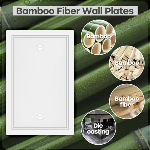 4 Pack Single Blank Outlet Cover Plate - Natural Bamboo Fiber Material - size: 1 Gang Single Blank