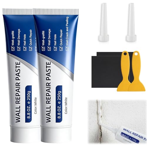 Drywall Repair Kit, 2PCS Wall Repair Paste Tube, Quick Drying & Efficient Wall Repair Paste, Multi-Functional White Wall Mending Agent Repair Kit for DIY Fix, Holes & Cracks