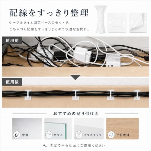Zip Tie Mounts - SeuYeugX 100 PCS Cable Self Adhesive Mounts Set for Wire Management with Stick Pads Anchors Clips Squares Holders (White) - color: 100pack White