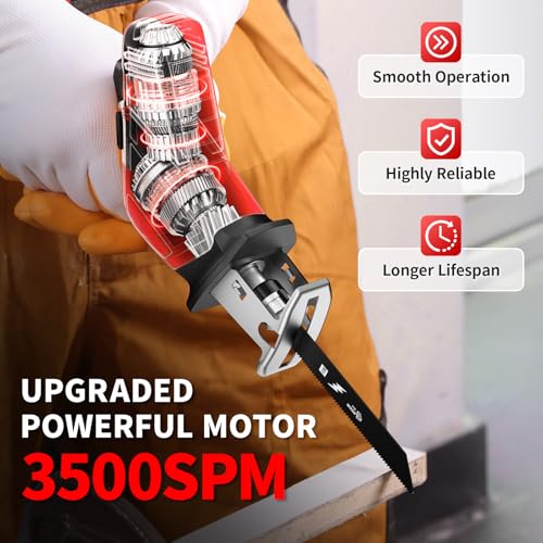 FULLYEA Reciprocating Saw Cordless, 3500SPM Variable Speed, 2x2.0Ah Battery