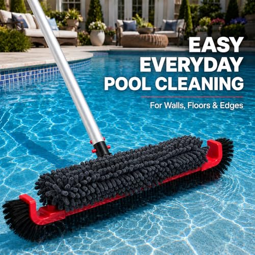 SEPETREL 22" Extra Long Pool Brush with Chenille Scrubber - size: 22"