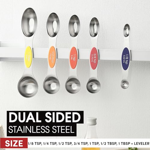 Spring Chef Stainless Steel 8 Magnetic Measuring Spoons, Mountain Sunrise - color: Mountain Sunrise, size: 1-Pack