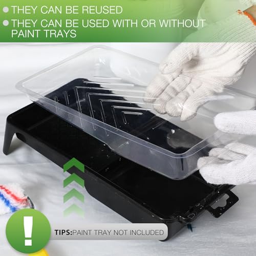 Geelin 120 Pcs Paint Tray Liner 4 Inch Small Paint Tray Paint Pan Liners Mini Paint Liners Disposable Paint Roller Tray with Deep Paint Pocket and Textured Ridge Compatible with Most 4" Paint Rollers