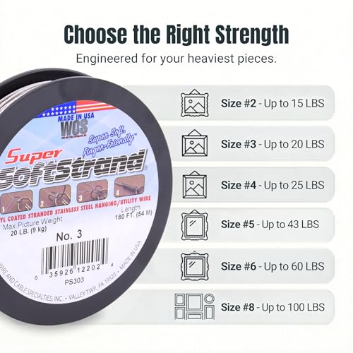 SuperSoftstrand Picture Hanging Wire - Shop Spool - 275ft - #6, 60 lb - size: #6, 60 lb, style: Shop Spool