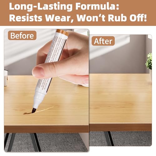 Wooden Furniture Floor Scratch Repair Markers, Wood Touch Up Markers with Sharpener, Furniture Touch Up Pens for Wood Floors, Tables, Cabinets, Doors, Quick