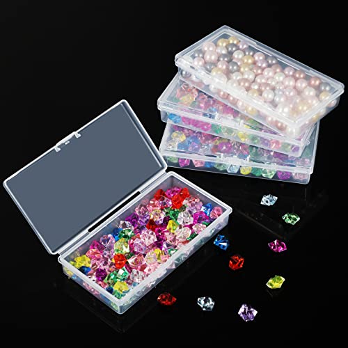 SATINIOR 24 Packs Small Clear Plastic Beads Storage Containers Box with Hinged Lid for Storage of Small Items, Crafts, Jewelry, Hardware(4.8 x 2.4 x 0.9 in) - size: 4.8 x 2.4 x 0.9 in