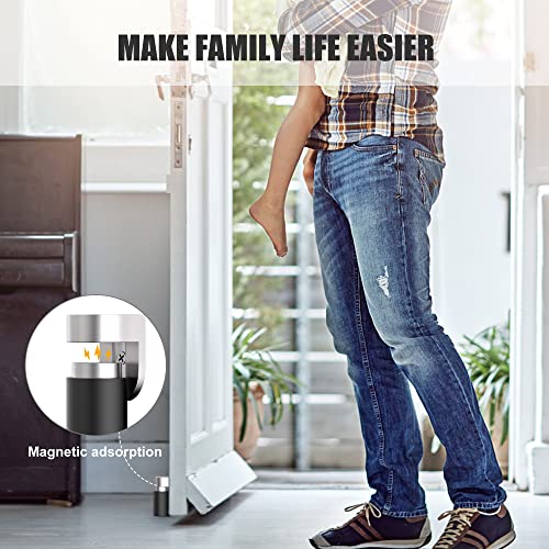 Cylindrical Floor Mount Door Stop Stainless Steel Heavy Duty Magnetic Door Stopper Height-Adjustable Brushed Satin Door Holder Floor Mount