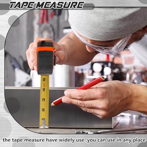 Youyole 10 Pack Tape Measure with Fractions 1/8 Steel Measuring Tape Retractable Easy Read Measurement Ruler Steel Power Blade (25 ft X 1 in,Orange) - color: Orange