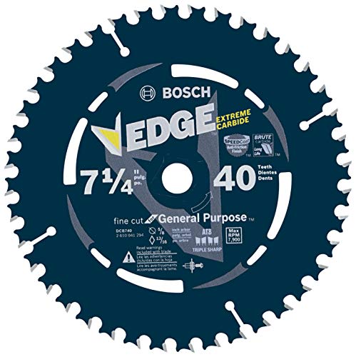 BOSCH DCB740 7-1/4 In. 40 Tooth Edge Circular Saw Blade for Fine Finish - size: 7-1/4" Diameter, style: 40 Teeth