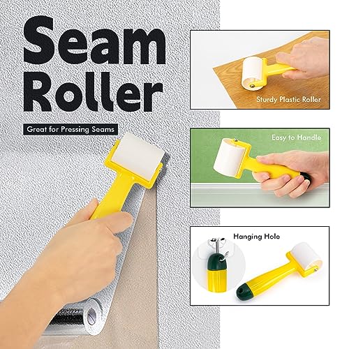 FOSHIO Wallpaper Smoothing Tools Kit, Wallpaper Tools with Squeegee Smoother, Seam Roller, Paste Brush, Wallpaper Smoothing Brush for Peel & Stick Wallpaper, Contact Paper, Window Film Application Kit - color: 02 Wallpaper Kit